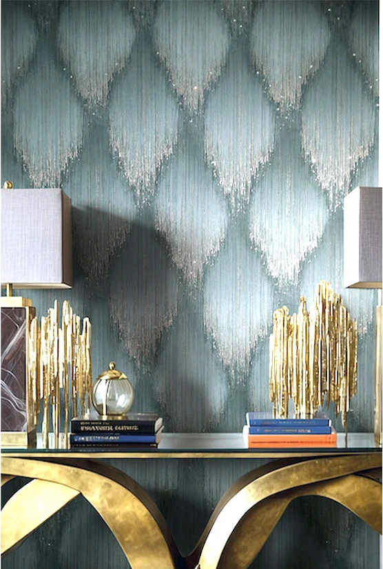 silver scallop metallic wallpaper